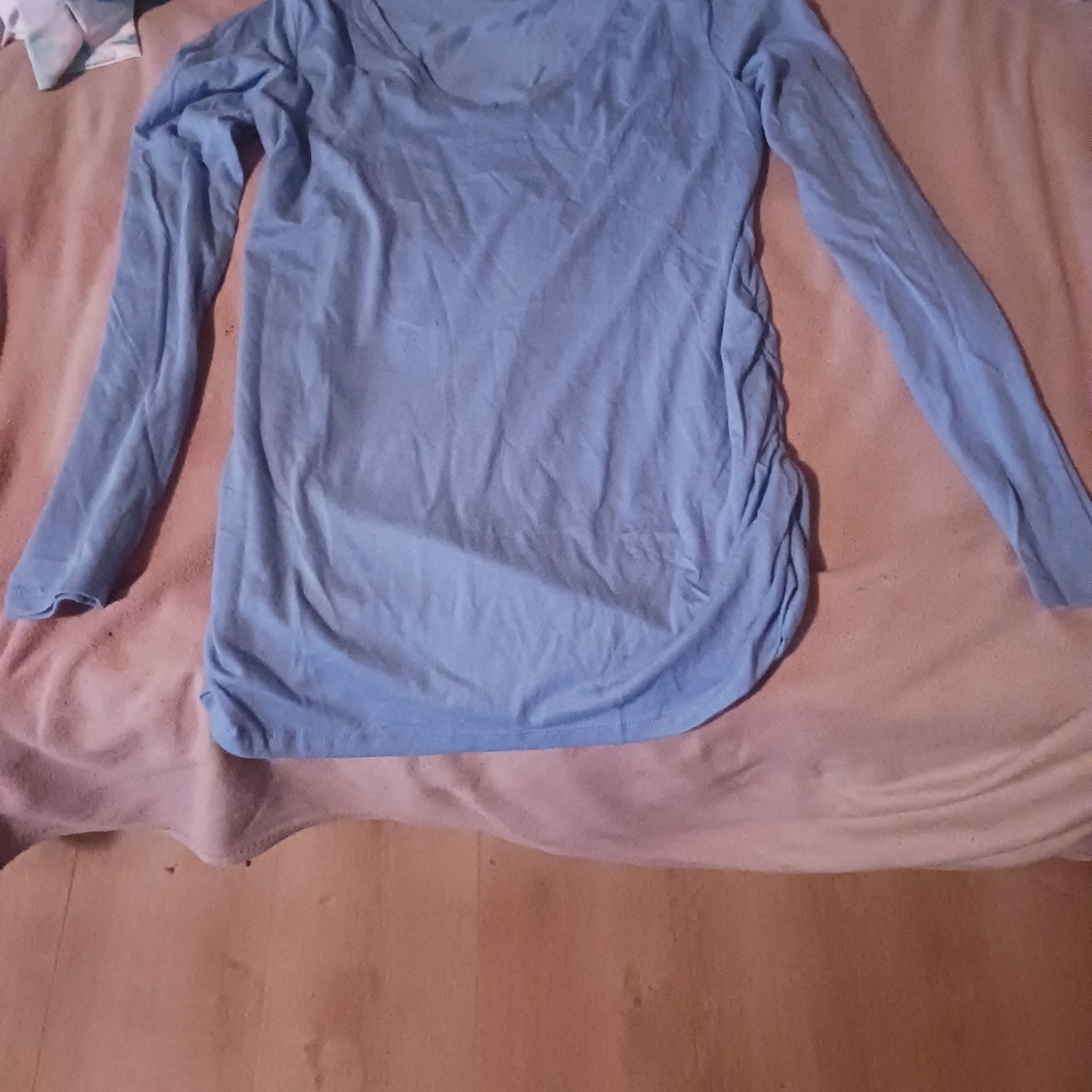 Isabel Maternity Long Sleeve Navy Blue and Ceil Blue Shirts NWT